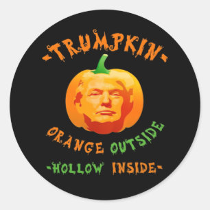 Adesivo Redondo Dia de as Bruxas engraçado Trumpkin Clássico