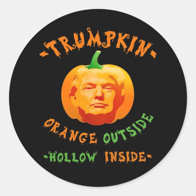 Adesivo Redondo Dia de as Bruxas engraçado Trumpkin Clássico (Frente)