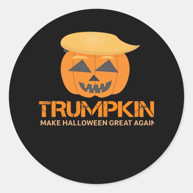 Adesivo Redondo Dia de as Bruxas engraçado Trumpkin - Fazer Excele (Frente)