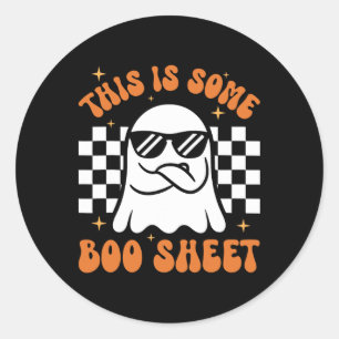 Adesivo Redondo Dia de as Bruxas engraçado Vintage Boo Ghost Isto