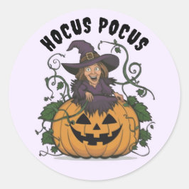 Adesivo Redondo Dia de as Bruxas engraçado Witch Sticker