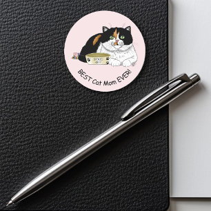 Adesivo Redondo Dia de as mães Calico Cat