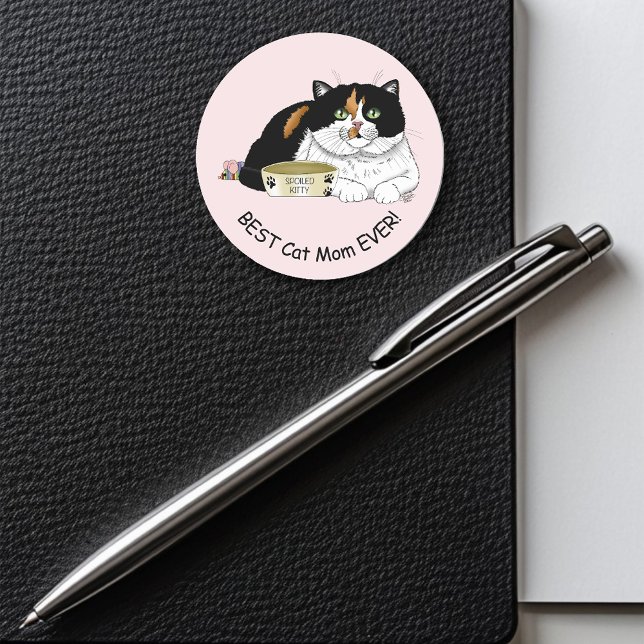 Adesivo Redondo Dia de as mães Calico Cat (Criador carregado)