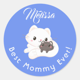 Adesivo Redondo Dia de as mães Cute Animal Seu Nome.