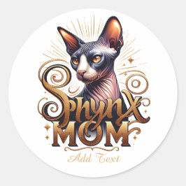 Adesivo Redondo Dia de as mães de Mãe de Gato Sphynx Personalizado