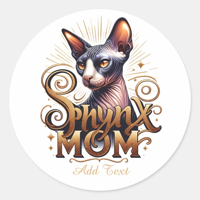 Adesivo Redondo Dia de as mães de Mãe de Gato Sphynx Personalizado (Frente)