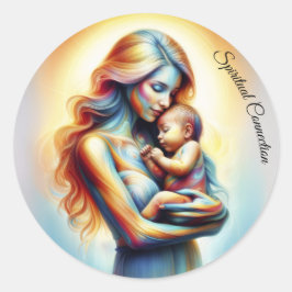 Adesivo Redondo Dia de as mães de maternidade ama a aura pastel su