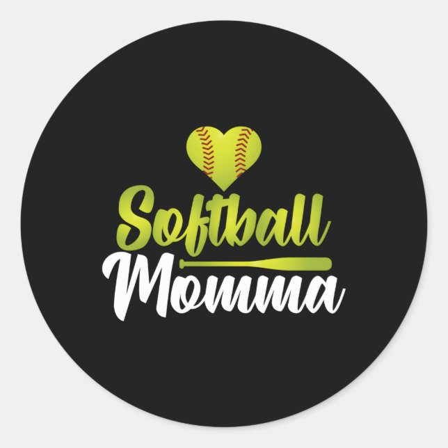 Adesivo Redondo Dia de as mães De Momma Softball Para Mães De Supo (Frente)