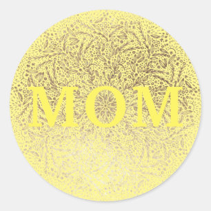 Adesivo Redondo Dia de as mães Elegante de MOM Dourada Amarela