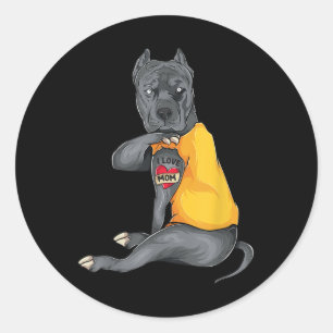 Adesivo Redondo Dia de as mães Engraçado Pitbull Adoro Mamãe Tatto