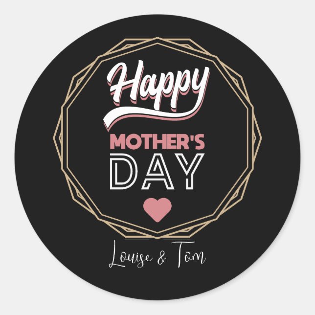 Adesivo Redondo Dia de as mães Feliz (Frente)