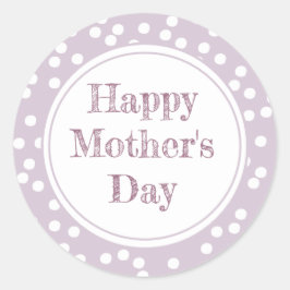 Adesivo Redondo Dia de as mães Feliz - Polkadots Lavandas Divertid