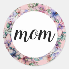 Adesivo Redondo Dia de as mães Floral Clássico