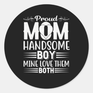 Adesivo Redondo Dia de as mães Orgulhoso Mamãe Bonita Mina Adorava