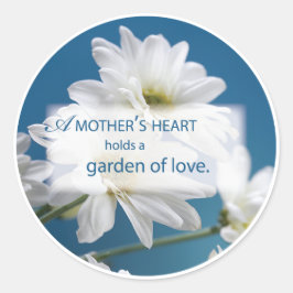 Adesivo Redondo Dia de as mães White Daisies Garden of Love Blue S