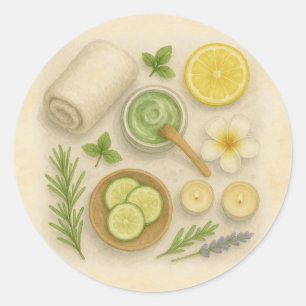 Adesivo Redondo Dia de Beleza e Cuidado no Spa Sofisticado