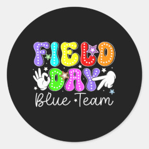 Adesivo Redondo Dia de Campo Equipe Azul Vamos Começar Os Jogos Se