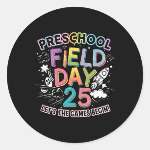 Adesivo Redondo Dia de Campo Pré-Escolar 2025 Que Os Jogos Comecem