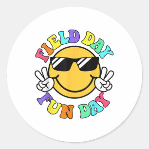 Adesivo Redondo Dia de Festa de Campo Diversão Sorria Cara Profess