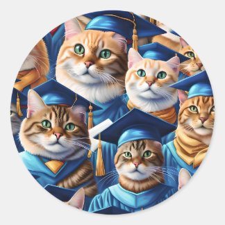 Adesivo Redondo Dia de Graduação de Gatos