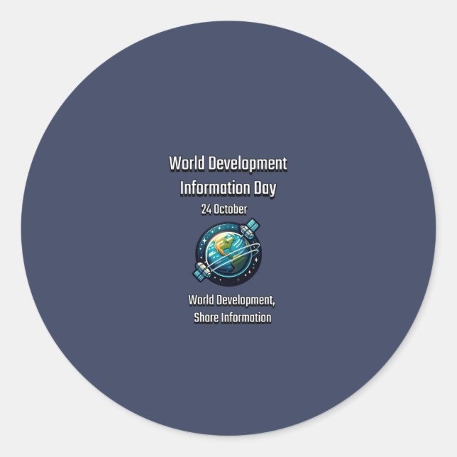 Adesivo Redondo Dia de Informação sobre Desenvolvimento. Partilhar (Frente)