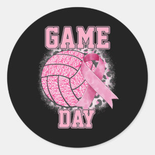 Adesivo Redondo Dia de Jogo Cancer de Mama Sensibilização Voleibol