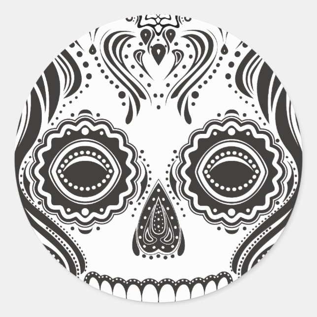Adesivo Redondo Dia de los Muertos Aquela Rapariga Skull (Frente)