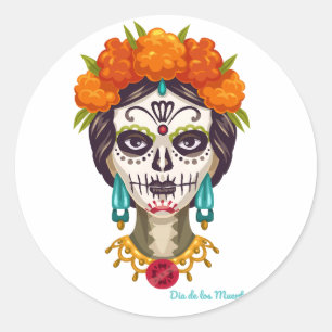 Adesivo Redondo Dia de Los Muertos Catrina
