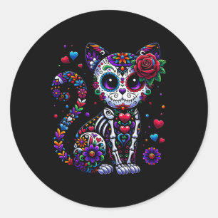 Adesivo Redondo Dia De Los Muertos Cinco De Mayo Cat Sugar Skype M