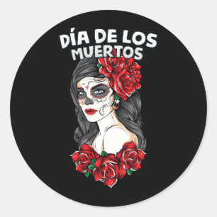 Adesivo Redondo Dia De Los Muertos Dia Do Órgão Governamental dele