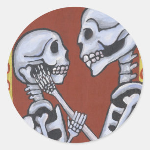 Adesivo Redondo Dia de los muertos esboços em um autocolante amor