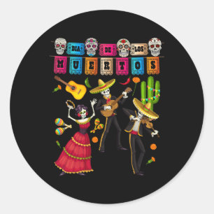 Adesivo Redondo Dia De Los Muertos Figures - Papel Mexicano Picado