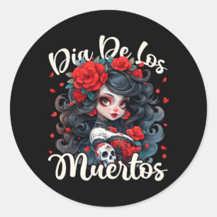 Adesivo Redondo Dia De Los Muertos La Catrina Dia Dos Mortos Mexic