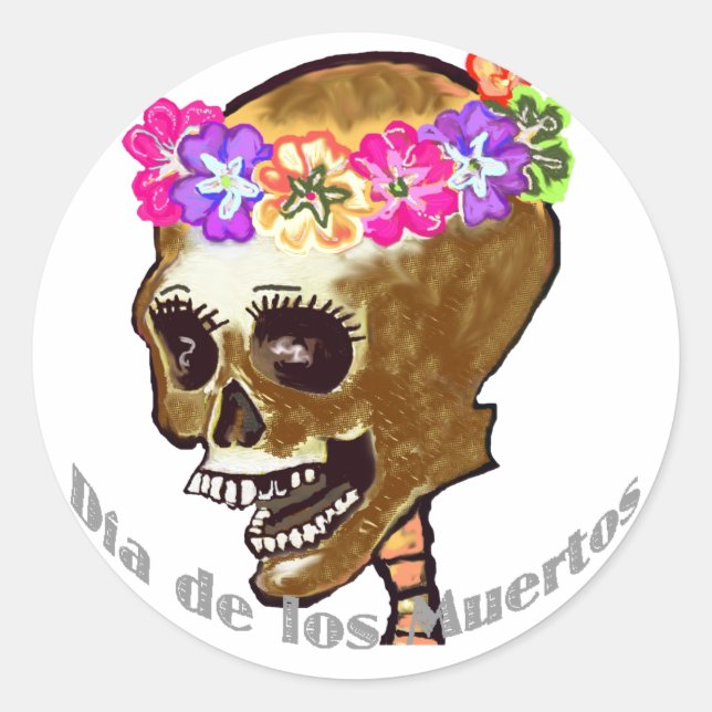 Adesivo Redondo Dia de Los Muertos ou Dia das Bruxas (Frente)