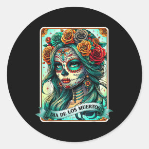 Adesivo Redondo Dia De Los Muertos Rosa Dia Da Mulher De