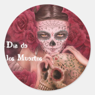 Adesivo Redondo Dia de los Muertos Sticker