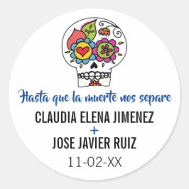 Adesivo Redondo Dia de Los Muertos Wedding Stickers