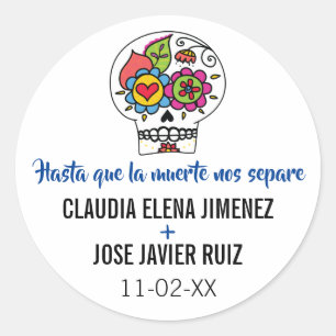 Adesivo Redondo Dia de Los Muertos Wedding Stickers