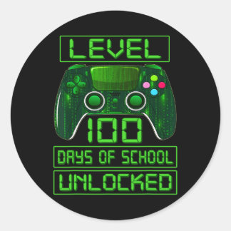 Adesivo Redondo Dia De Meninos Escolares Nível 100 Dias De Desbloq