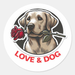 Adesivo Redondo Dia de os namorados AMOR & DOG personalizado fofo