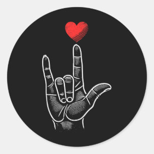 Adesivo Redondo Dia de os namorados Asl I Love You Ham Sinal Langu