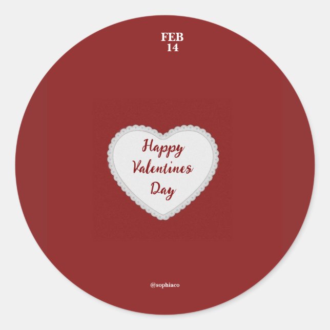 Adesivo Redondo Dia de os namorados autocolante - Sophiaco (Frente)