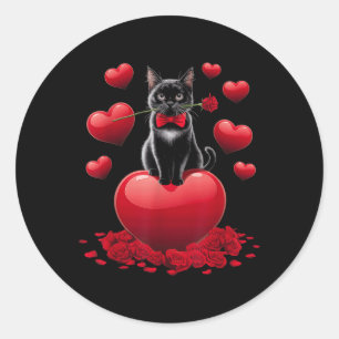 Adesivo Redondo Dia de os namorados Bonito Negra Gata Negra Menina