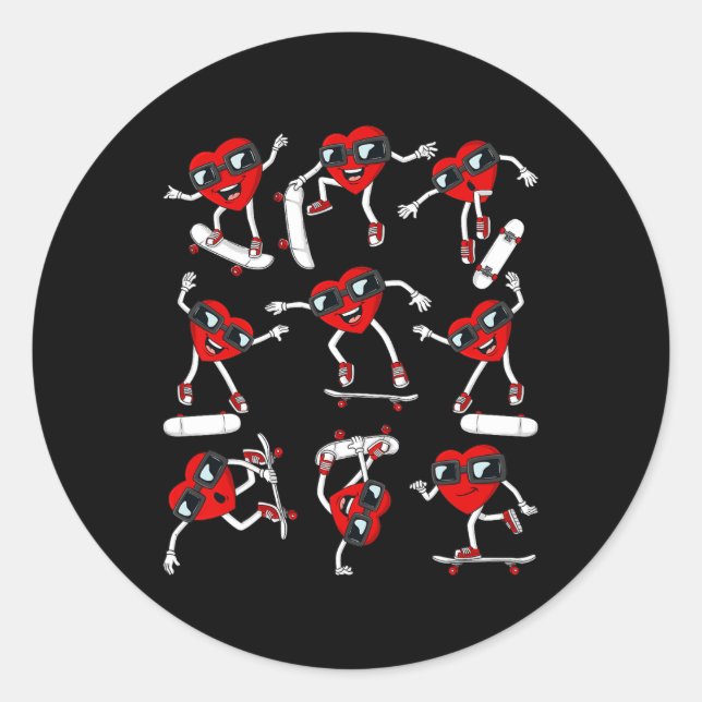 Adesivo Redondo Dia de os namorados Cardíaco Anel Painéis Meninos (Frente)