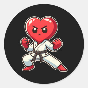 Adesivo Redondo Dia de os namorados Cardíaco Karate Taekwondo Mma