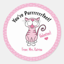 Adesivo Redondo Dia de os namorados Cat Você é Professora Purrfect