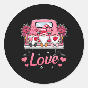 Adesivo Redondo Dia de os namorados Cute Love Heart Gnomo Funny Gn
