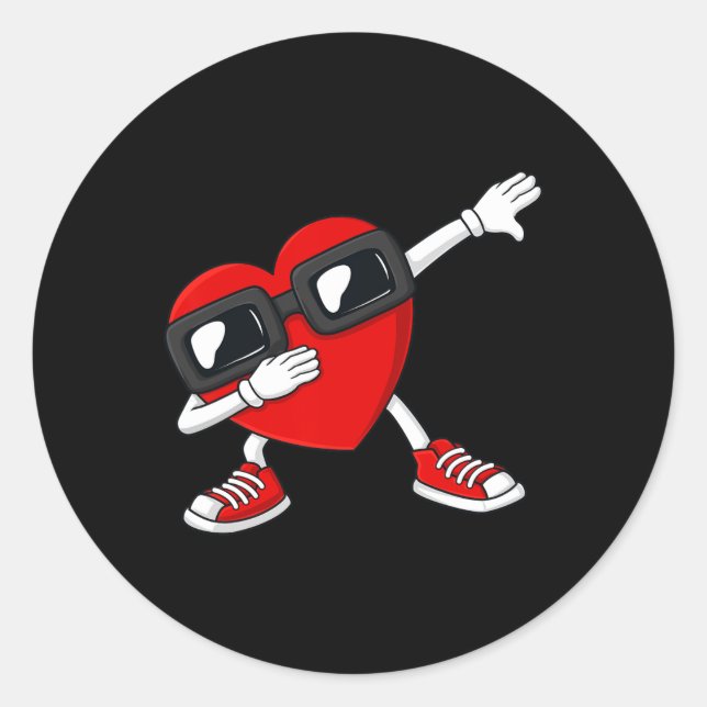 Adesivo Redondo Dia de os namorados Dabbing Heart alvo Meninas Cri (Frente)