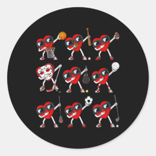 Adesivo Redondo Dia de os namorados Dabbing Hearts Sports Player D