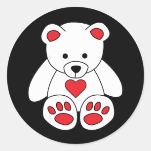 Adesivo Redondo Dia de os namorados De Coração Do Urso Branco Eu T